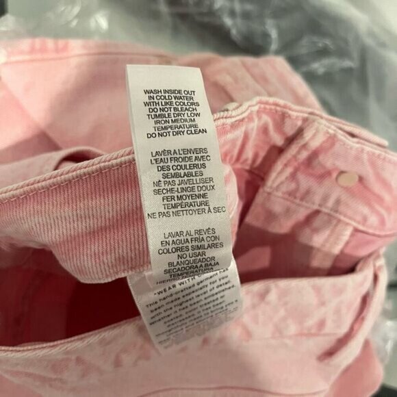 Good American Women's Good Boy Split Hem Straight Leg Jeans Pink Size 14/32 - Picture 13 of 13